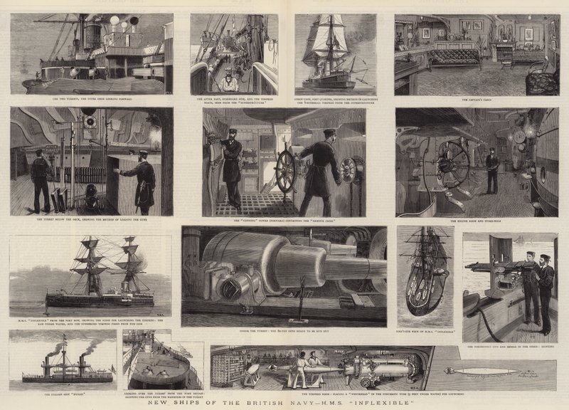 Nowe okręty marynarki brytyjskiej, HMS Inflexible autorstwa William Edward Atkins