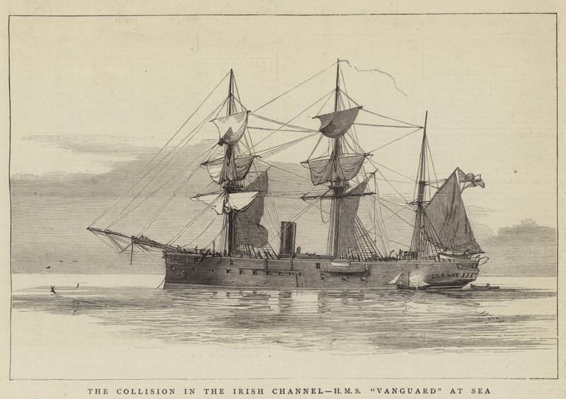 Kolizja w Kanale Irlandzkim, HMS Vanguard at Sea autorstwa William Edward Atkins