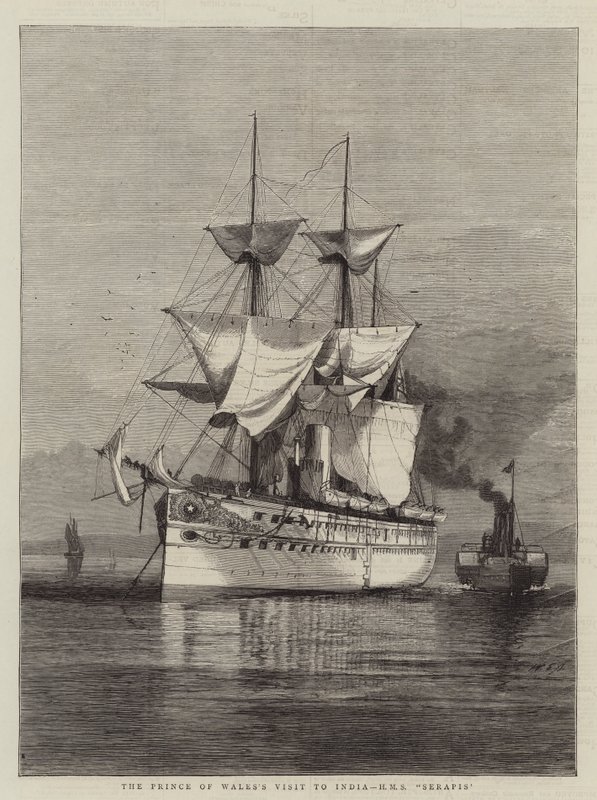 Wizyta księcia Walii w Indiach, HMS Serapis autorstwa William Edward Atkins