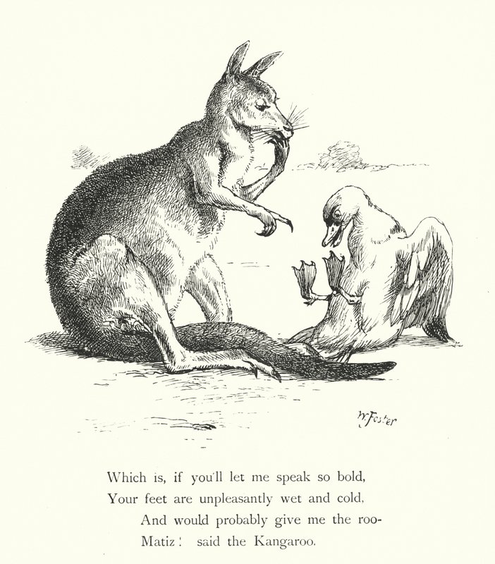 Kaczka i kangur (grawerowanie) autorstwa William Foster
