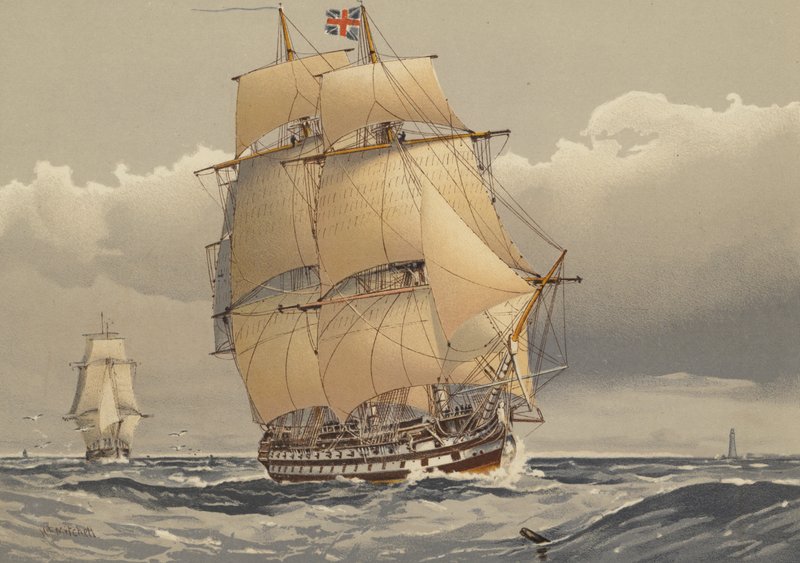 74-działowy okręt liniowy, około 1794 autorstwa William Frederick Mitchell