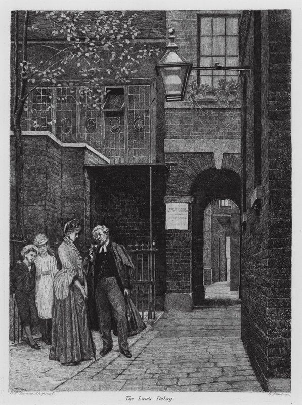 Opóźnienie prawa (grawerowanie) autorstwa William Frederick Yeames