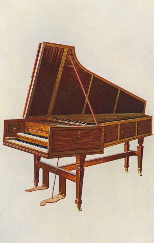 Instrumenty muzyczne: Klawesyn Cesarzowej (kolorowa litografia) autorstwa William Gibb