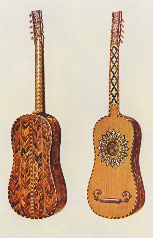 Instrumenty muzyczne: Gitara Rizzio (kolorowa litografia) autorstwa William Gibb