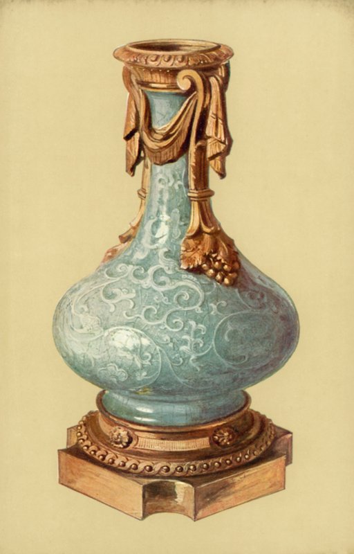 Wazon, Chiński Celadon Ware z Ludwikiem XVI, Ormolu Mount (kolor lito) autorstwa William Gibb