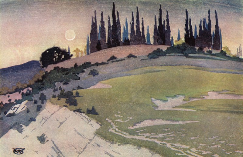 Przejście półksiężyca, Umbria (kolor lito) autorstwa William Giles