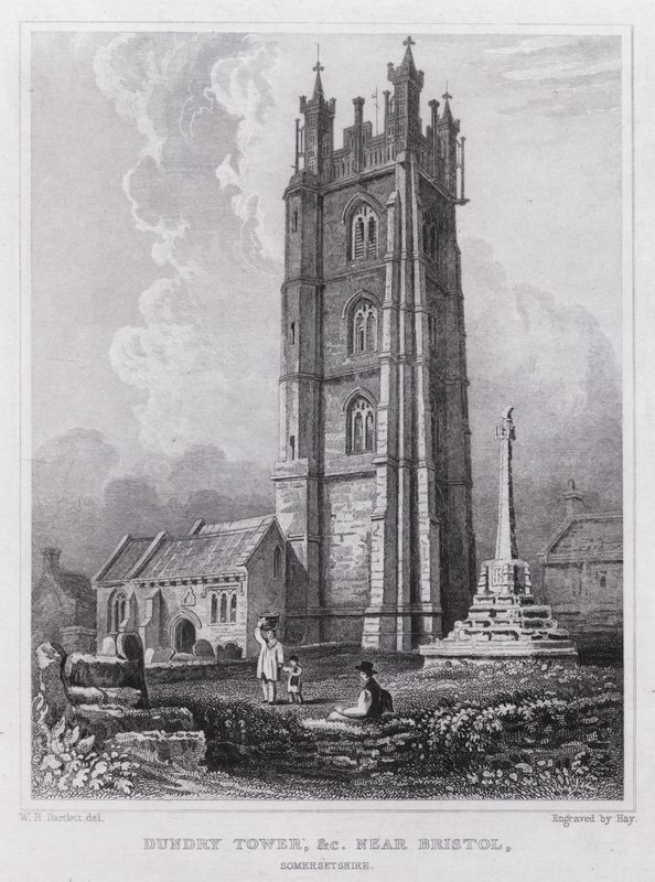 Dundry Tower itp. w pobliżu Bristolu, Somersetshire (grawerowanie) autorstwa William H. Bartlett