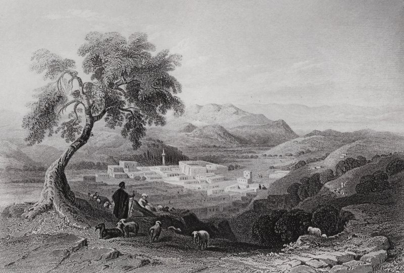 Nazaret, patrząc w kierunku Równiny Ezdrelon (rycina) autorstwa William H. Bartlett
