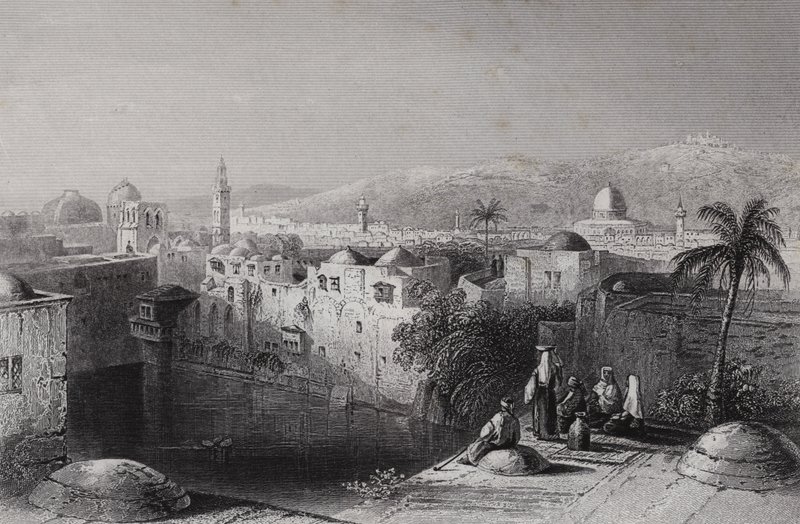 Basen Ezechiasza, Jerozolima (rycina) autorstwa William H. Bartlett