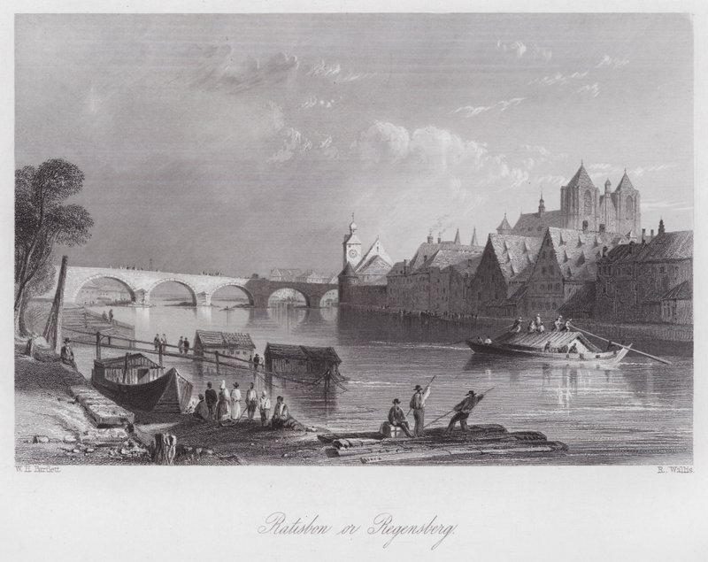 Ratisbon lub Regensberg (grawerowanie) autorstwa William H. Bartlett