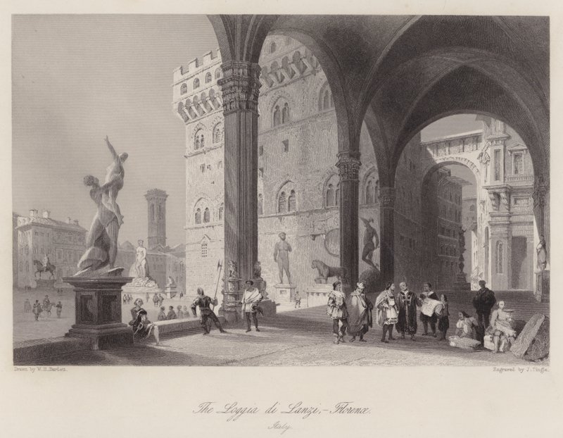 Loggia di Lanzi, Florencja, Włochy (grafika) autorstwa William H. Bartlett