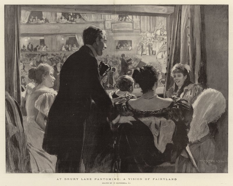 Na Drury Lane Pantomima, wizja baśniowej krainy autorstwa William Hatherell