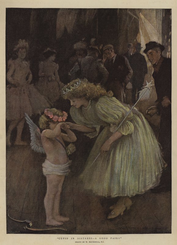 Kupidyn w niebezpieczeństwie, dobra wróżka (chromolitho) autorstwa William Hatherell