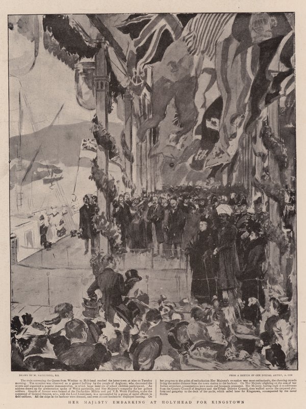 Jej Wysokość wyrusza w Holyhead do Kingstown autorstwa William Hatherell