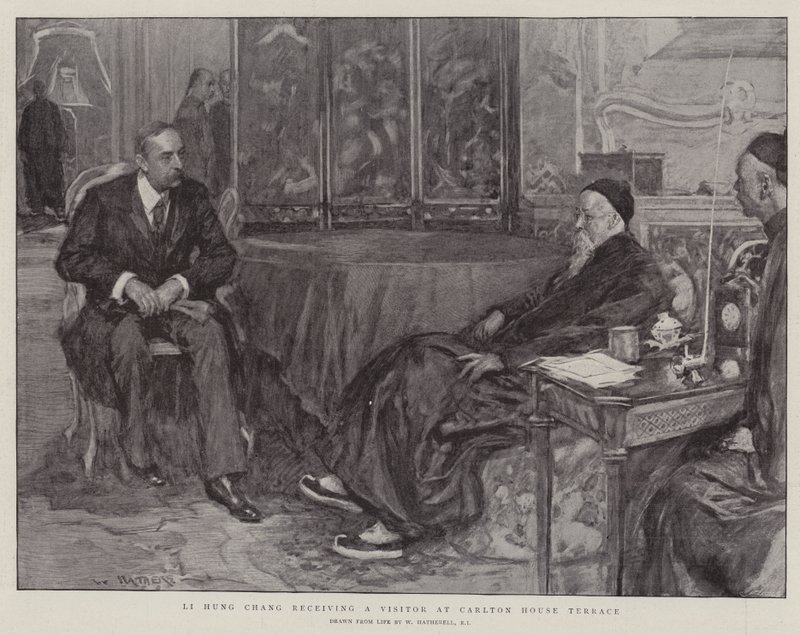 Li Hung Chang przyjmuje gościa w Carlton House Terrace autorstwa William Hatherell