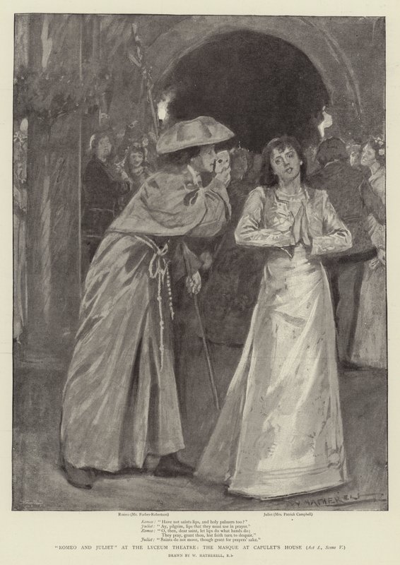 Romeo i Julia w Teatrze Liceum, Maska w Domu Kapuletów, Akt I, Scena V autorstwa William Hatherell