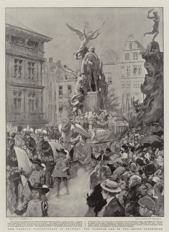 Vandyck Tercentenary w Antwerpii, samochód Vandyck w wielkiej procesji autorstwa William Hatherell