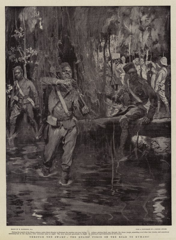Przez bagna, Siła Pomocy na drodze do Kumasi autorstwa William Hatherell