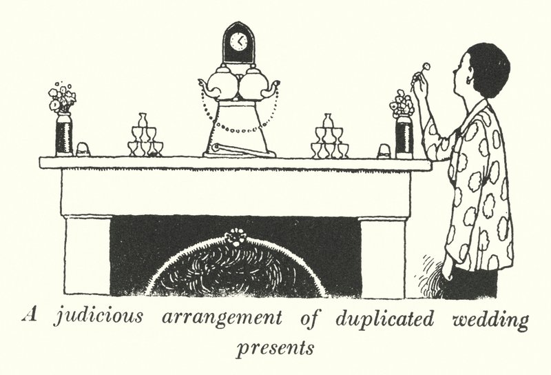 Rozsądne ułożenie zduplikowanych prezentów ślubnych (lito) autorstwa William Heath Robinson
