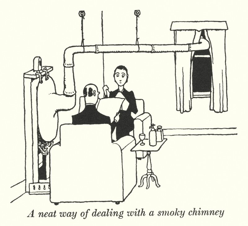 Zgrabny sposób radzenia sobie z zadymionym kominem (lito) autorstwa William Heath Robinson