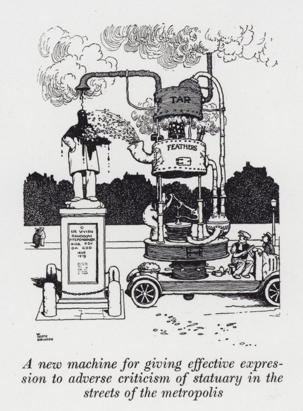 Nowa machina do skutecznego wyrażania negatywnej krytyki rzeźb na ulicach metropolii (lito) autorstwa William Heath Robinson