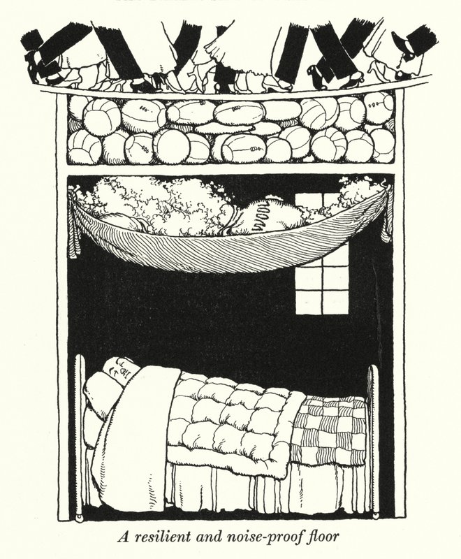 Sprężysta i dźwiękoszczelna podłoga (lito) autorstwa William Heath Robinson