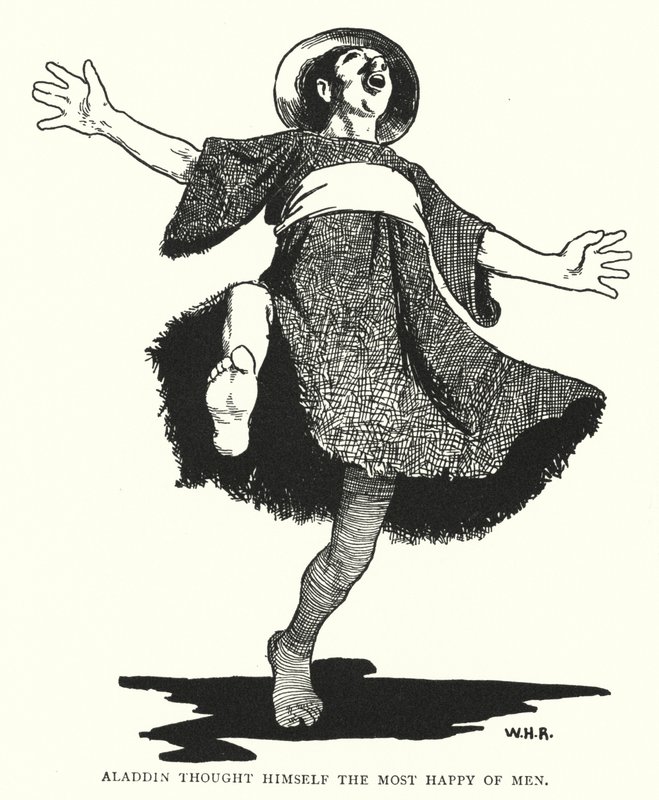 Aladyn uważał się za najszczęśliwszego z ludzi (grafika) autorstwa William Heath Robinson