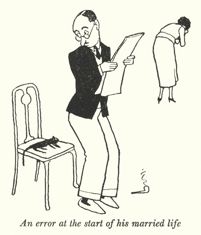 Błąd na początku jego życia małżeńskiego (litografia) autorstwa William Heath Robinson