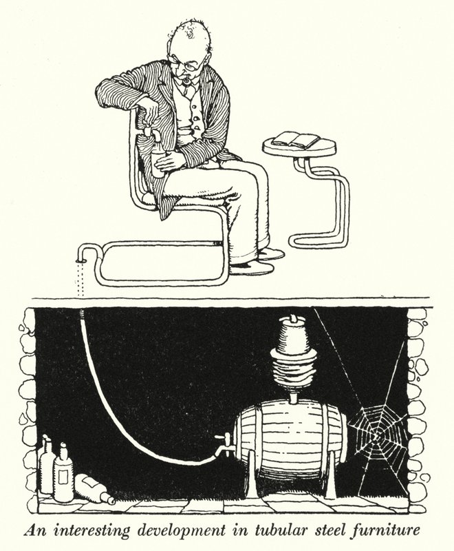 Ciekawy rozwój mebli z rurek stalowych (lito) autorstwa William Heath Robinson