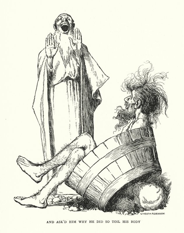 I spytał go, dlaczego tak trudził swoje ciało (lito) autorstwa William Heath Robinson
