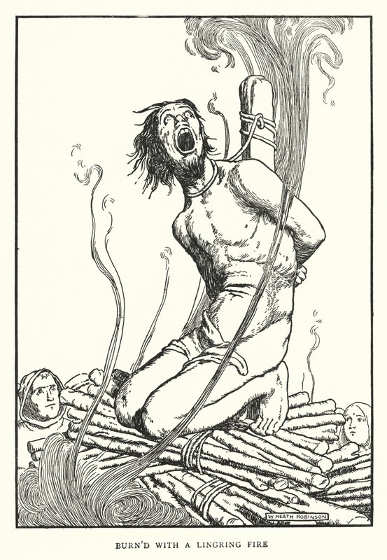 Spalona z utrzymującym się ogniem (lito) autorstwa William Heath Robinson