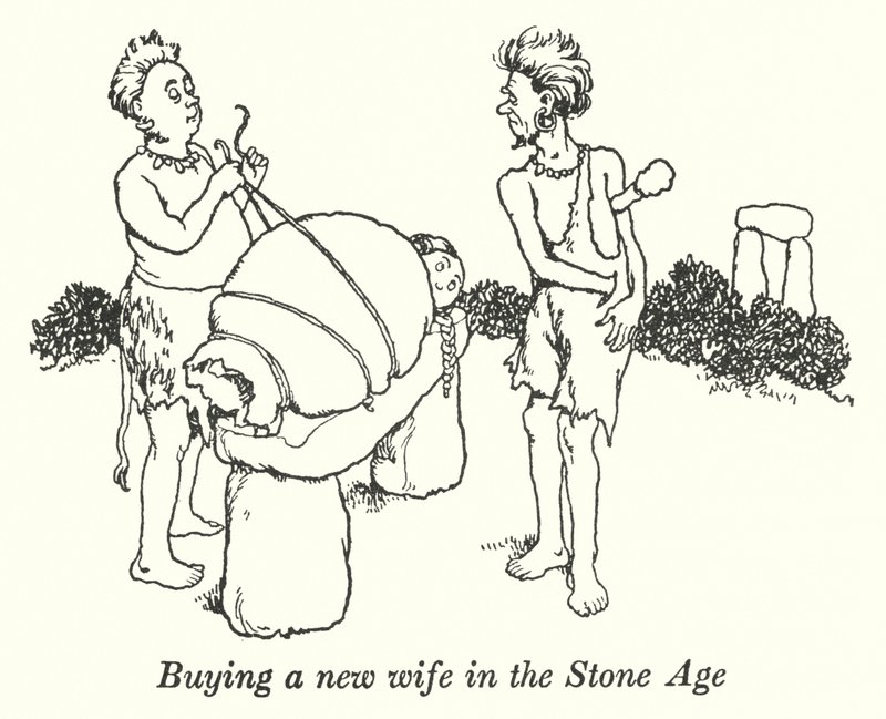 Kupowanie nowej żony w epoce kamienia (lito) autorstwa William Heath Robinson