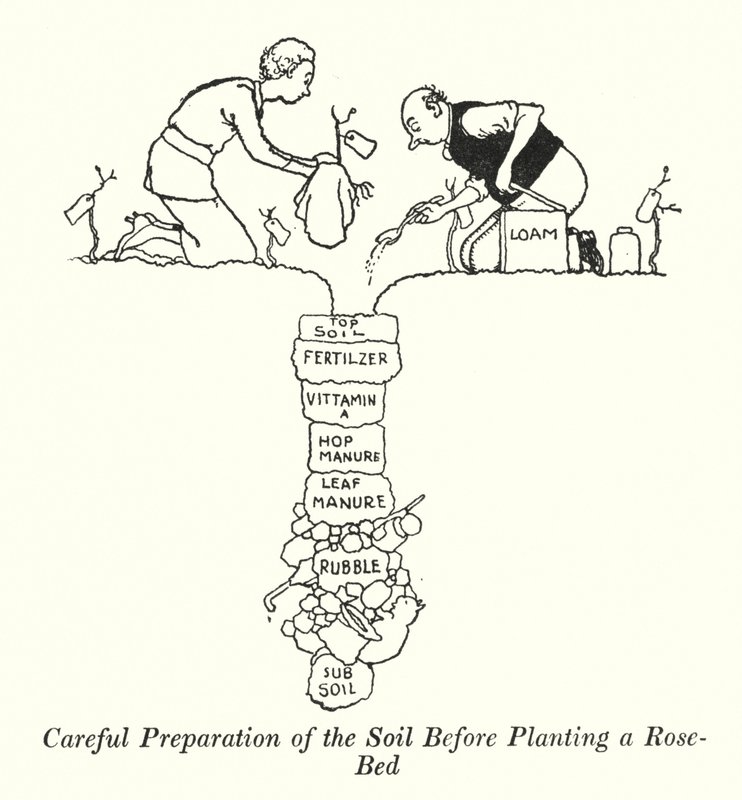 Staranne przygotowanie gleby przed posadzeniem róży (lito) autorstwa William Heath Robinson