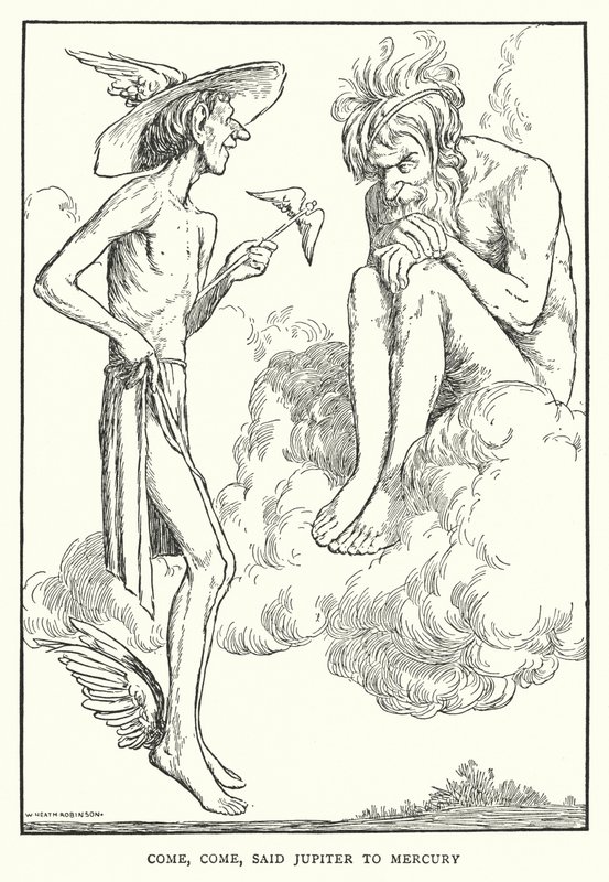 Chodź, chodź, powiedział Jowisz do Merkurego (lito) autorstwa William Heath Robinson
