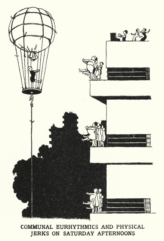 Gminne rytmiki i szarpnięcia fizyczne w sobotnie popołudnia (lito) autorstwa William Heath Robinson