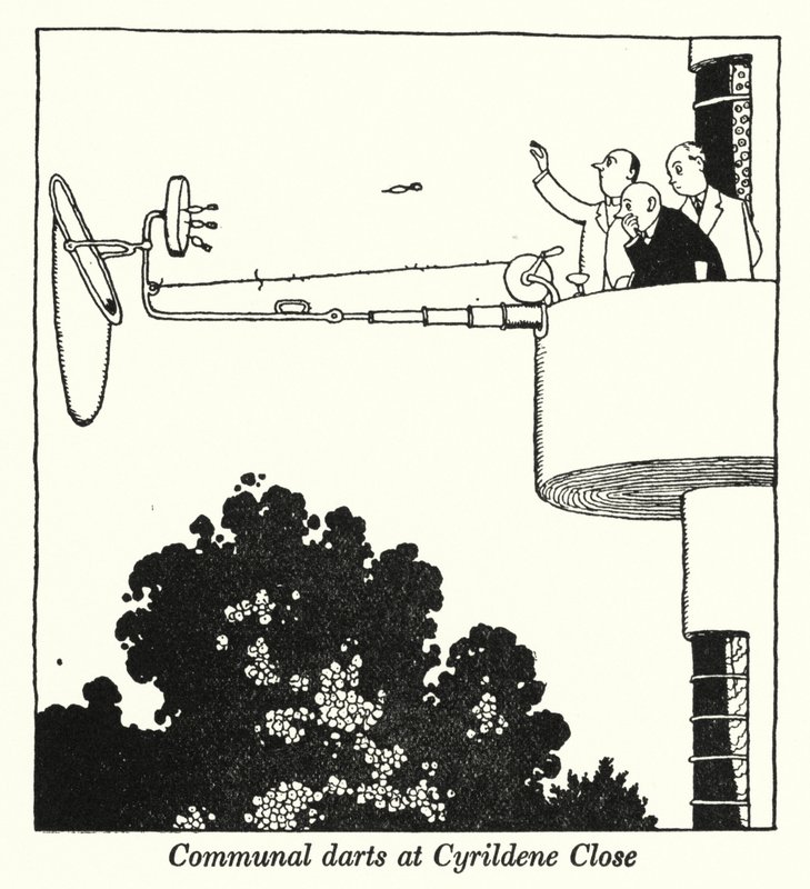 Rzutki komunalne w Cyrildene Close (lito) autorstwa William Heath Robinson