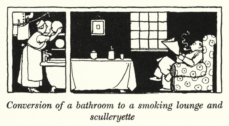 Przebudowa łazienki na palarnię i pomywalnię (litos) autorstwa William Heath Robinson