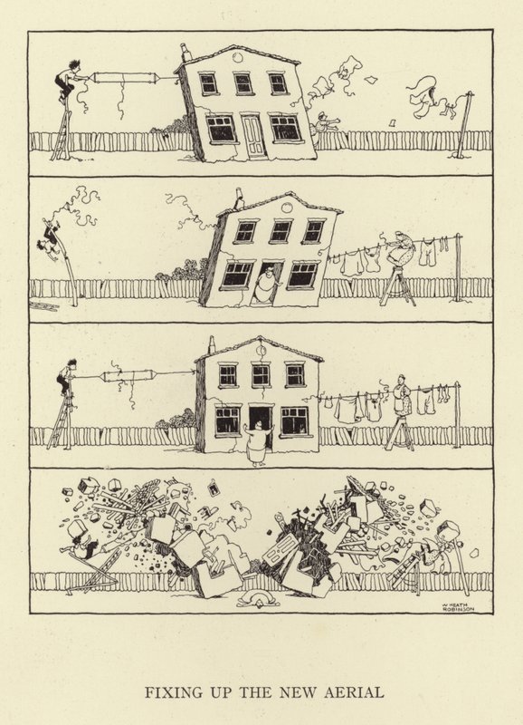 Naprawianie nowej anteny autorstwa William Heath Robinson