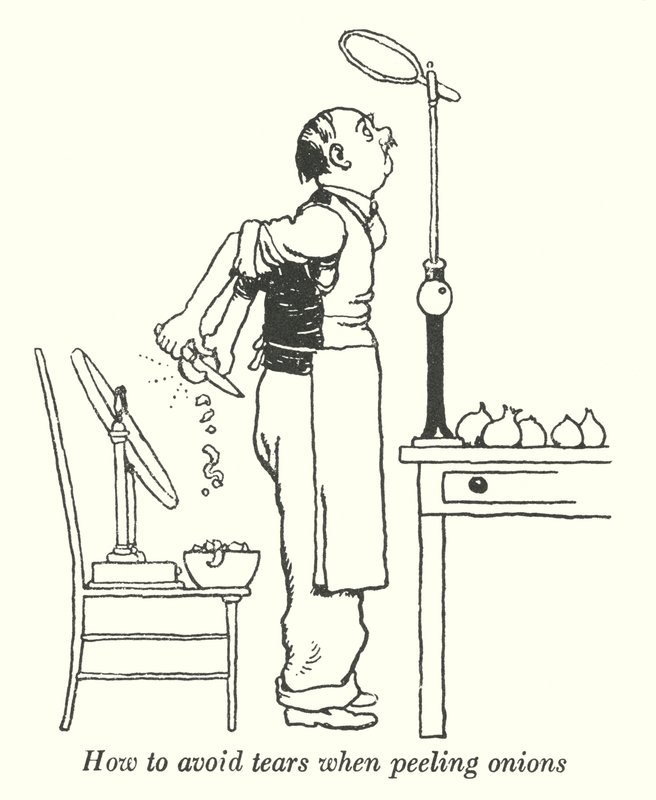 Jak uniknąć łez podczas obierania cebuli (lito) autorstwa William Heath Robinson