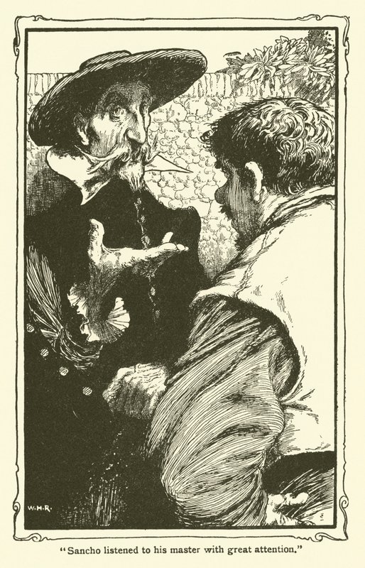 Ilustracja do Don Kichota (lito) autorstwa William Heath Robinson