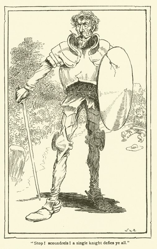 Ilustracja do Don Kichota (lito) autorstwa William Heath Robinson