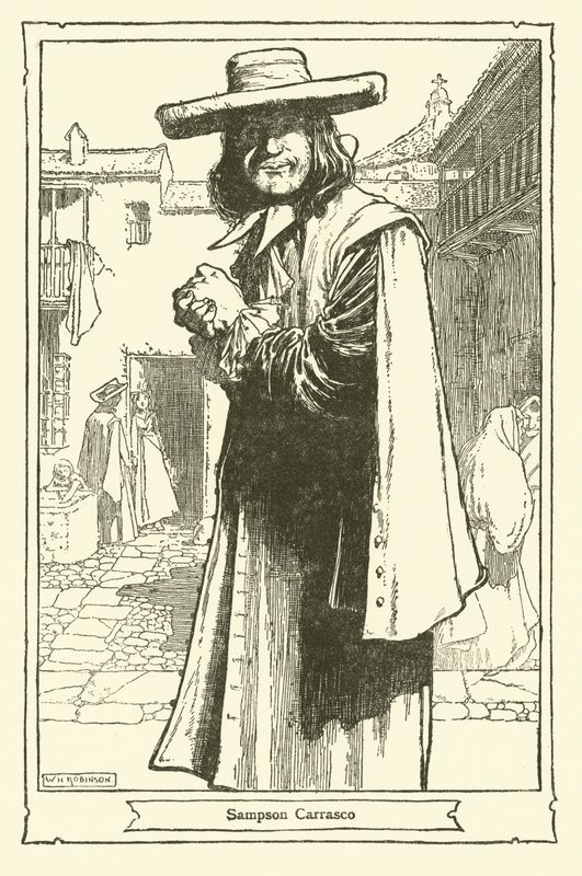 Ilustracja do Don Kichota (lito) autorstwa William Heath Robinson