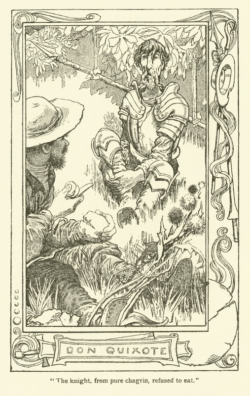 Ilustracja do Don Kichota (lito) autorstwa William Heath Robinson