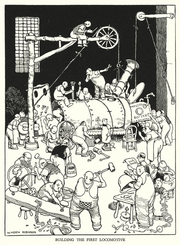 Ilustracja do Ribaldry na kolei autorstwa W Heatha Robinsona (lito) autorstwa William Heath Robinson