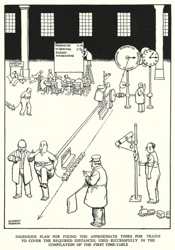 Ilustracja do Ribaldry na kolei autorstwa W Heatha Robinsona (lito) autorstwa William Heath Robinson
