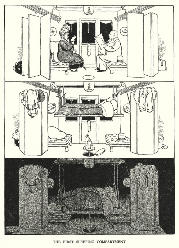 Ilustracja do Ribaldry na kolei autorstwa W Heatha Robinsona (lito) autorstwa William Heath Robinson