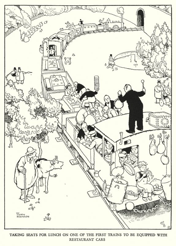 Ilustracja do Ribaldry na kolei autorstwa W Heatha Robinsona (lito) autorstwa William Heath Robinson