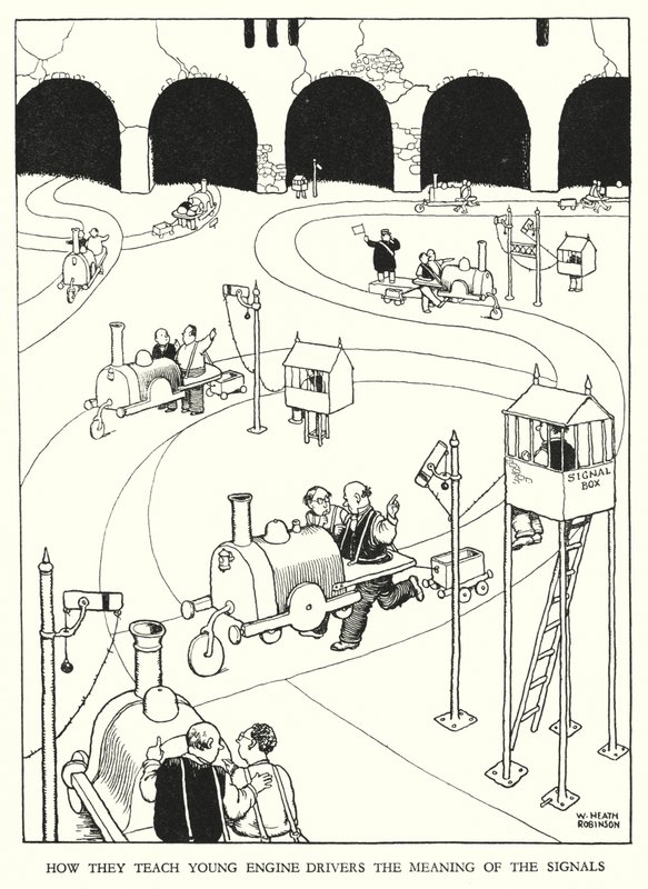 Ilustracja do Ribaldry na kolei autorstwa W Heatha Robinsona (lito) autorstwa William Heath Robinson