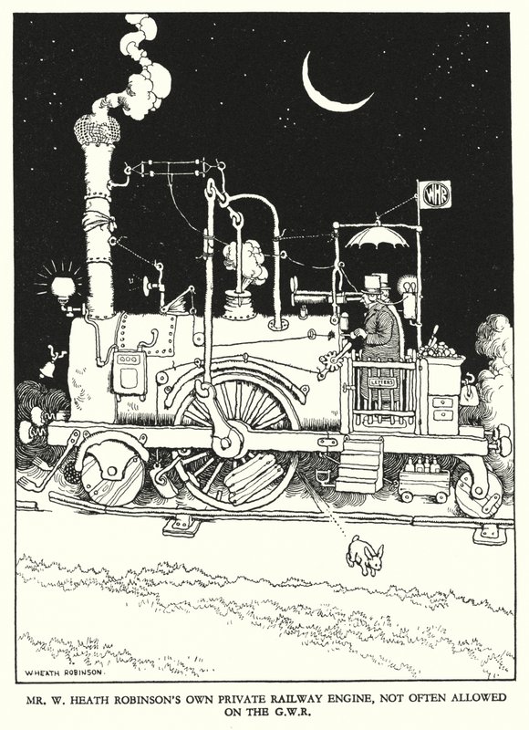 Ilustracja do Ribaldry na kolei autorstwa W Heatha Robinsona (lito) autorstwa William Heath Robinson