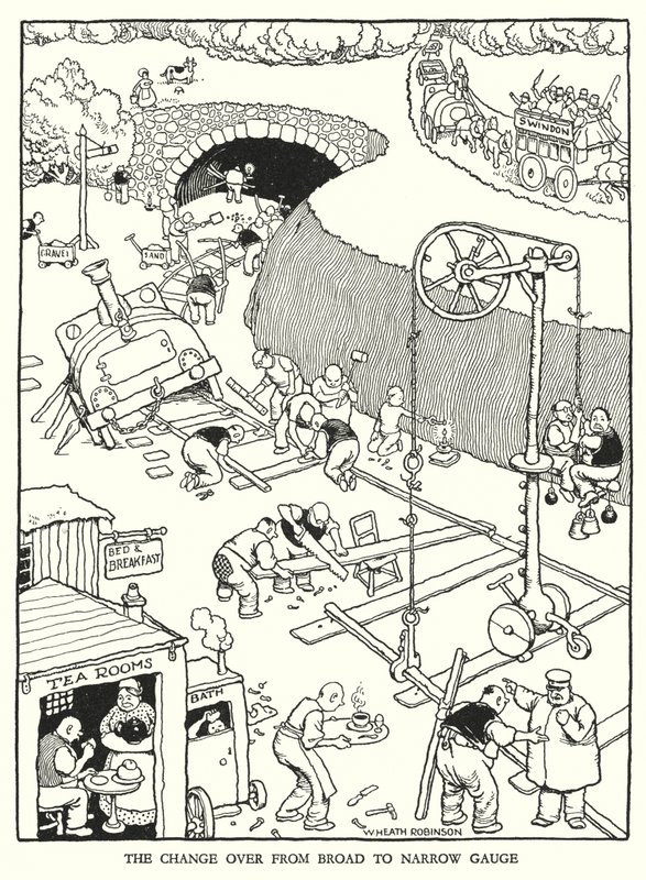 Ilustracja do Ribaldry na kolei autorstwa W Heatha Robinsona (lito) autorstwa William Heath Robinson